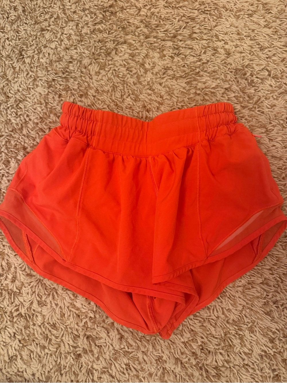 lululemon athletica Bright Orange 2.5 inch Low Rise Hotty Hot Athletic Shorts